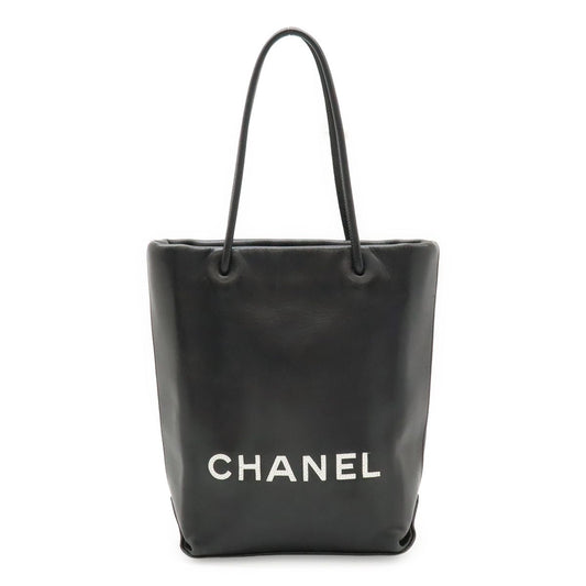 Chanel Essential Tote PM Small Logo Mini Bag Leather Black White