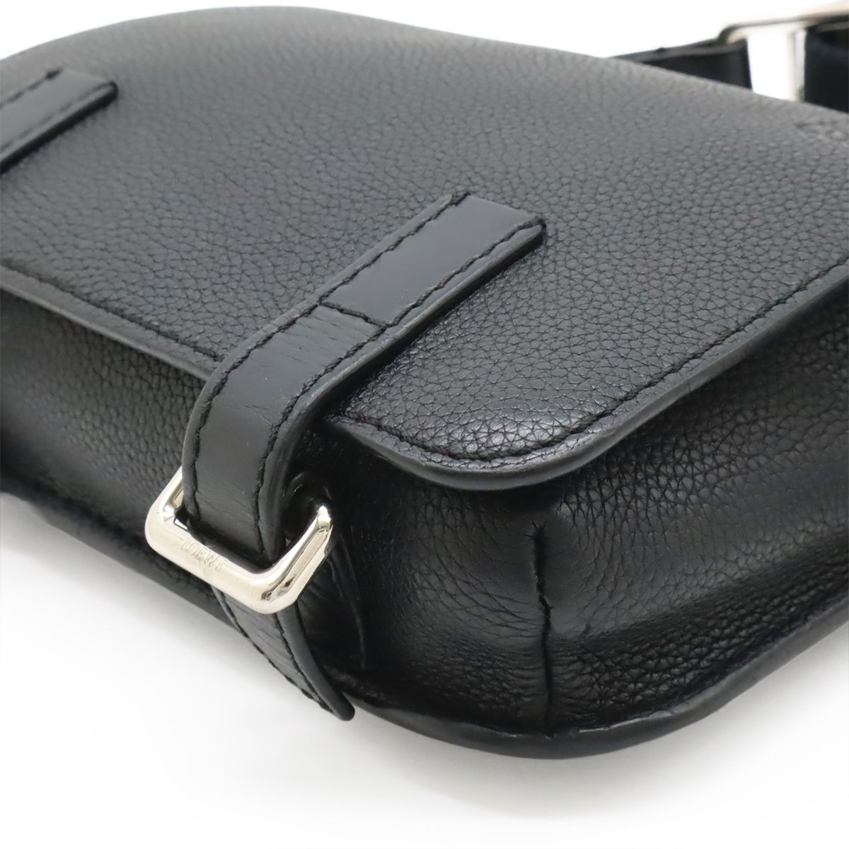 Loewe Anagram Military Bum Bag Crossbody Leather Black Silver — view 3