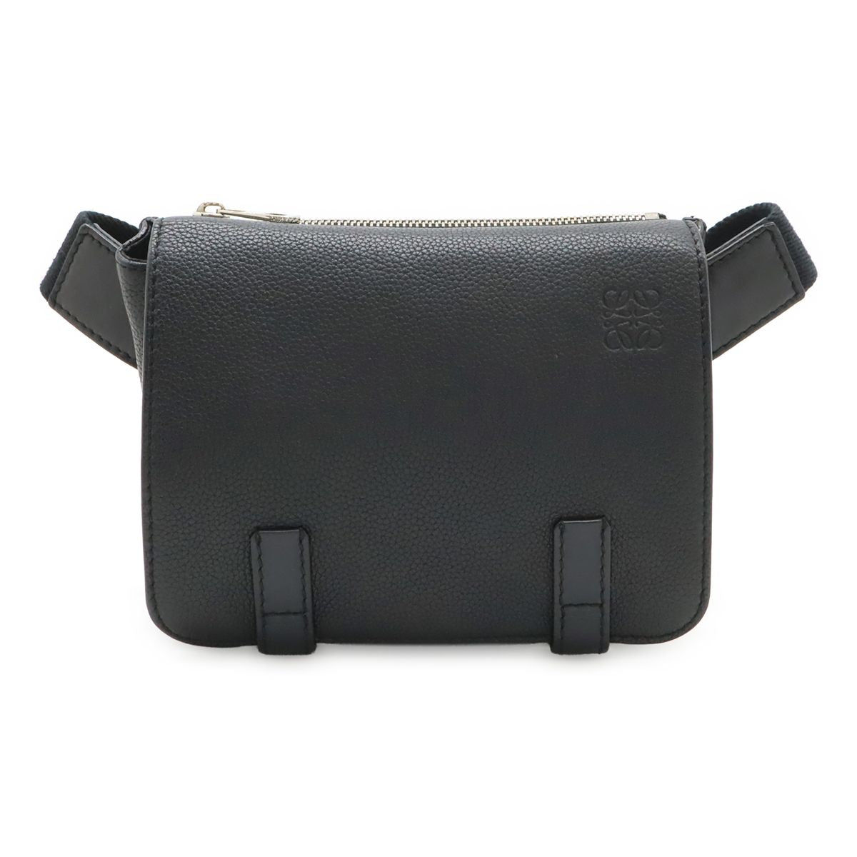 Loewe Anagram Military Bum Bag Crossbody Leather Black Silver