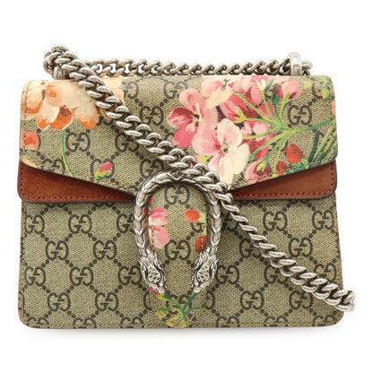 Gucci Dionysus GG Blooms Mini Bag Chain Tiger Head Beige Pink Multi