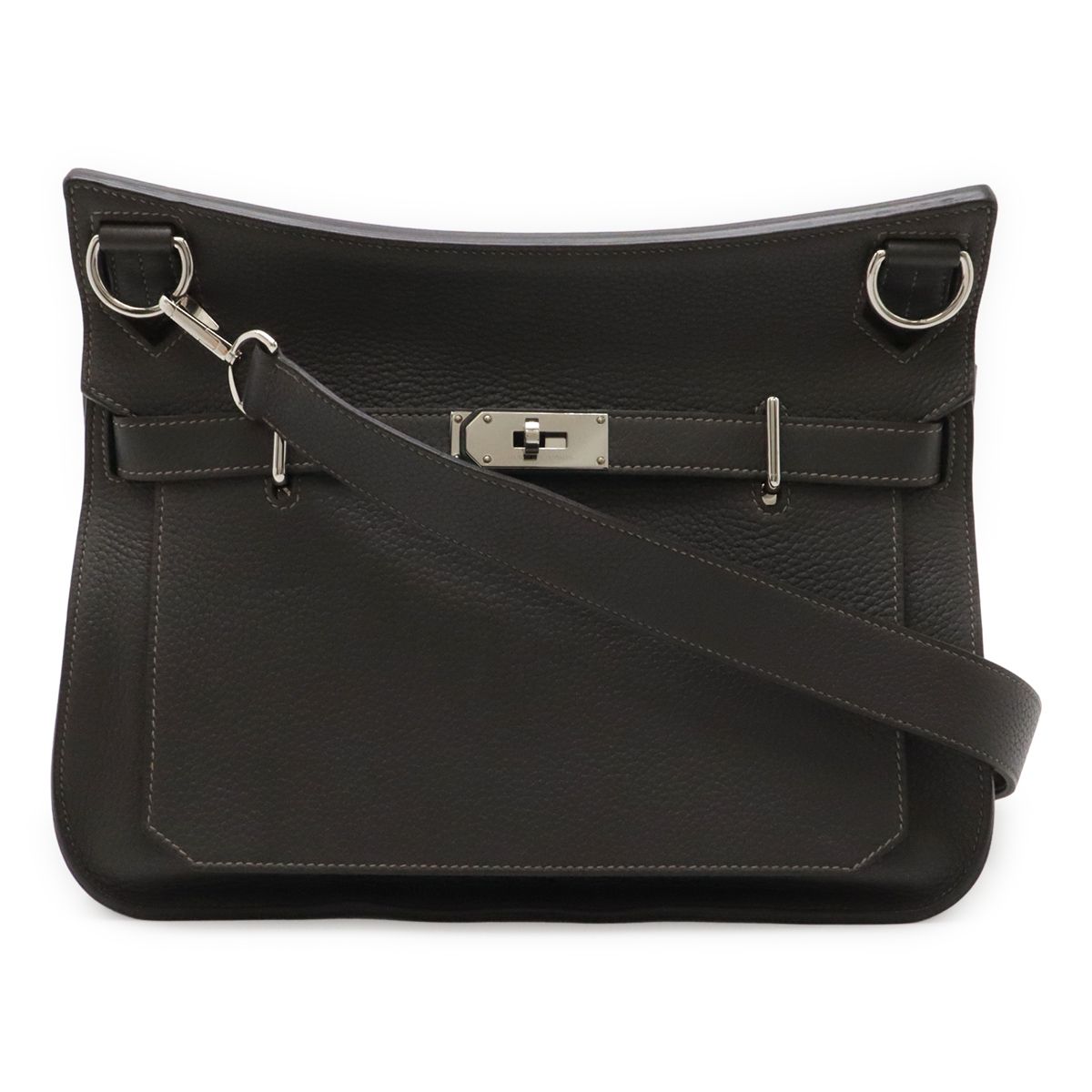 Hermes Jypsiere 34 Shoulder Bag Crossbody Togo Leather Gray