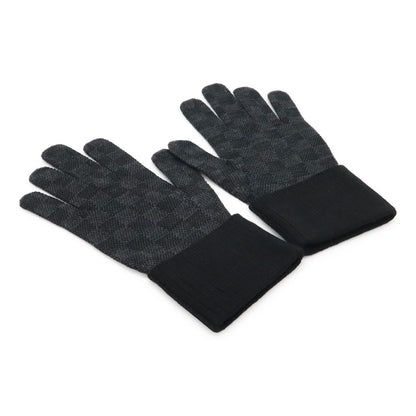 Louis Vuitton Damier Graphite Gon Neopte Knit Gloves Wool Leather Black Gray — view 2