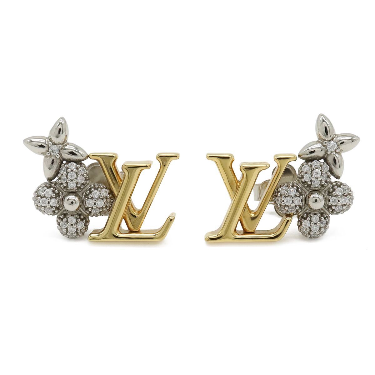Louis Vuitton Earrings Puss LV Glam Zircon Gold Silver