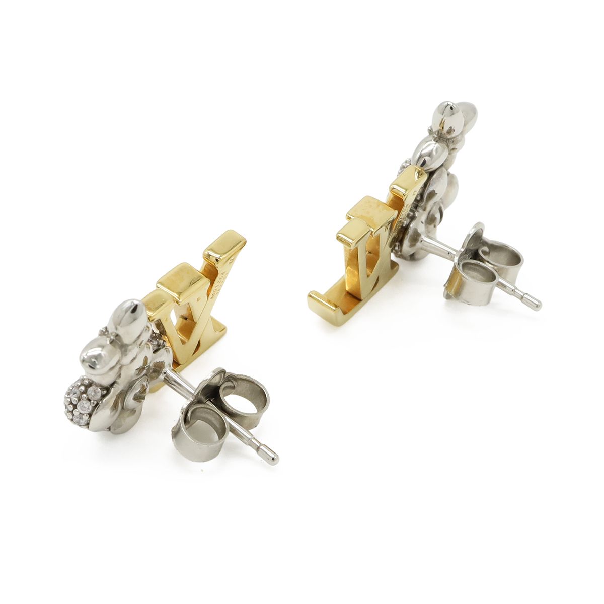 Louis Vuitton Earrings Puss LV Glam Zircon Gold Silver — view 2