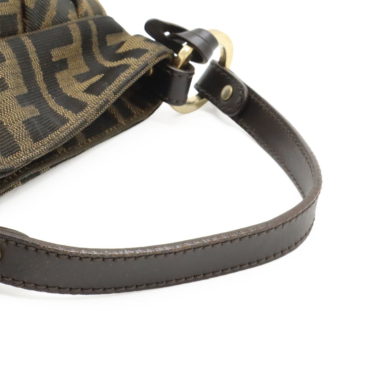 Fendi Zucca Pattern FF Motif Mini Bag Canvas Leather Brown Black — view 5