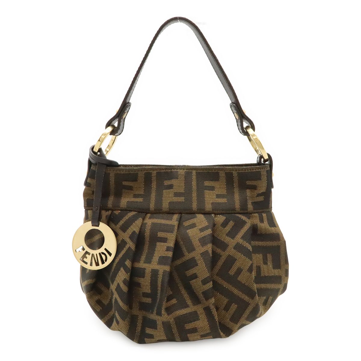 Fendi Zucca Pattern FF Motif Mini Bag Canvas Leather Brown Black