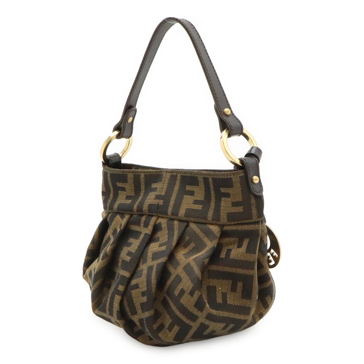Fendi Zucca Pattern FF Motif Mini Bag Canvas Leather Brown Black — view 2
