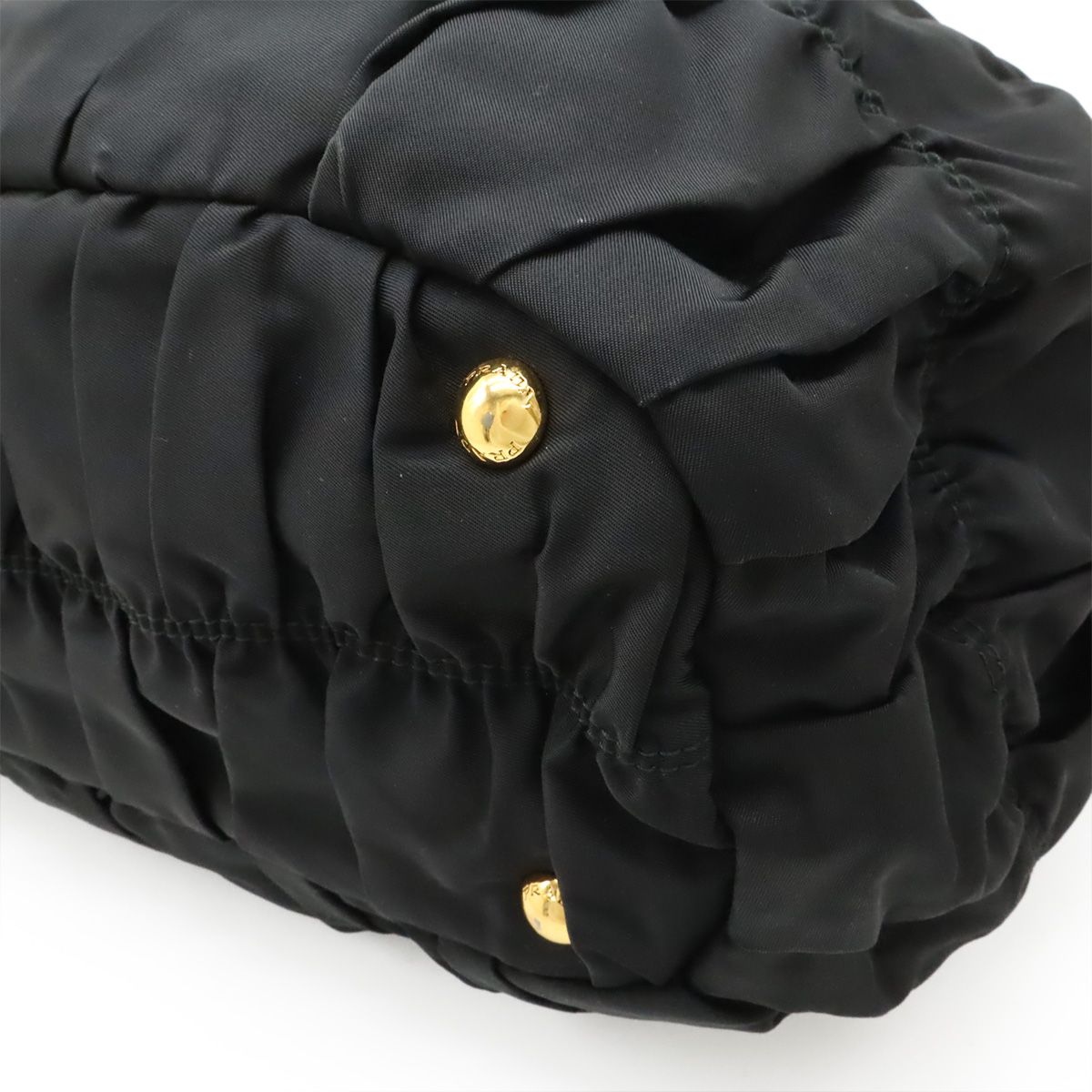 Prada Tessuto Gathered Tote 2-Way Shoulder Bag Nylon Nero Black — view 3
