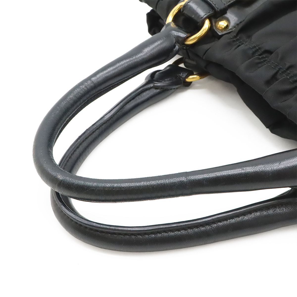 Prada Tessuto Gathered Tote 2-Way Shoulder Bag Nylon Nero Black — view 4