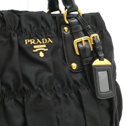 Prada Tessuto Gathered Tote 2-Way Shoulder Bag Nylon Nero Black — view 7