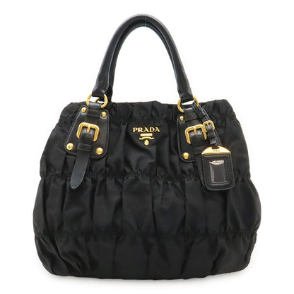 Prada Tessuto Gathered Tote 2-Way Shoulder Bag Nylon Nero Black