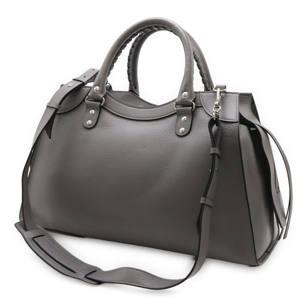 Balenciaga Neoclassic City Medium Tote 2-Way Shoulder Bag Leather Gray Silver — view 2