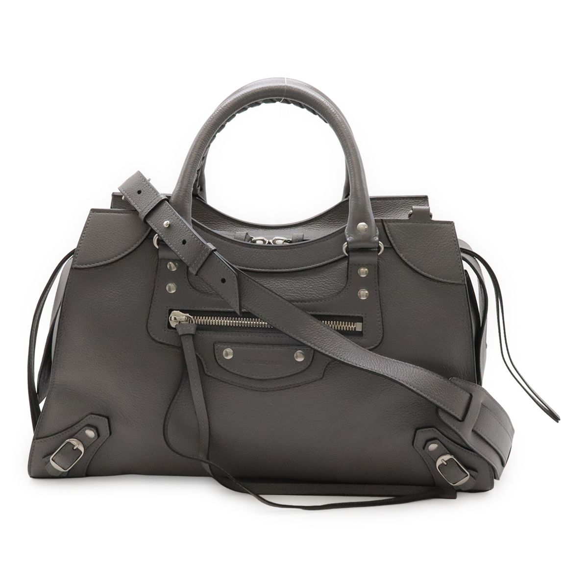 Balenciaga Neoclassic City Medium Tote 2-Way Shoulder Bag Leather Gray Silver