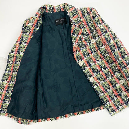Chanel Cd7 Line Sequin Blend Tweed Jacket CC Logo Button 34 — view 4