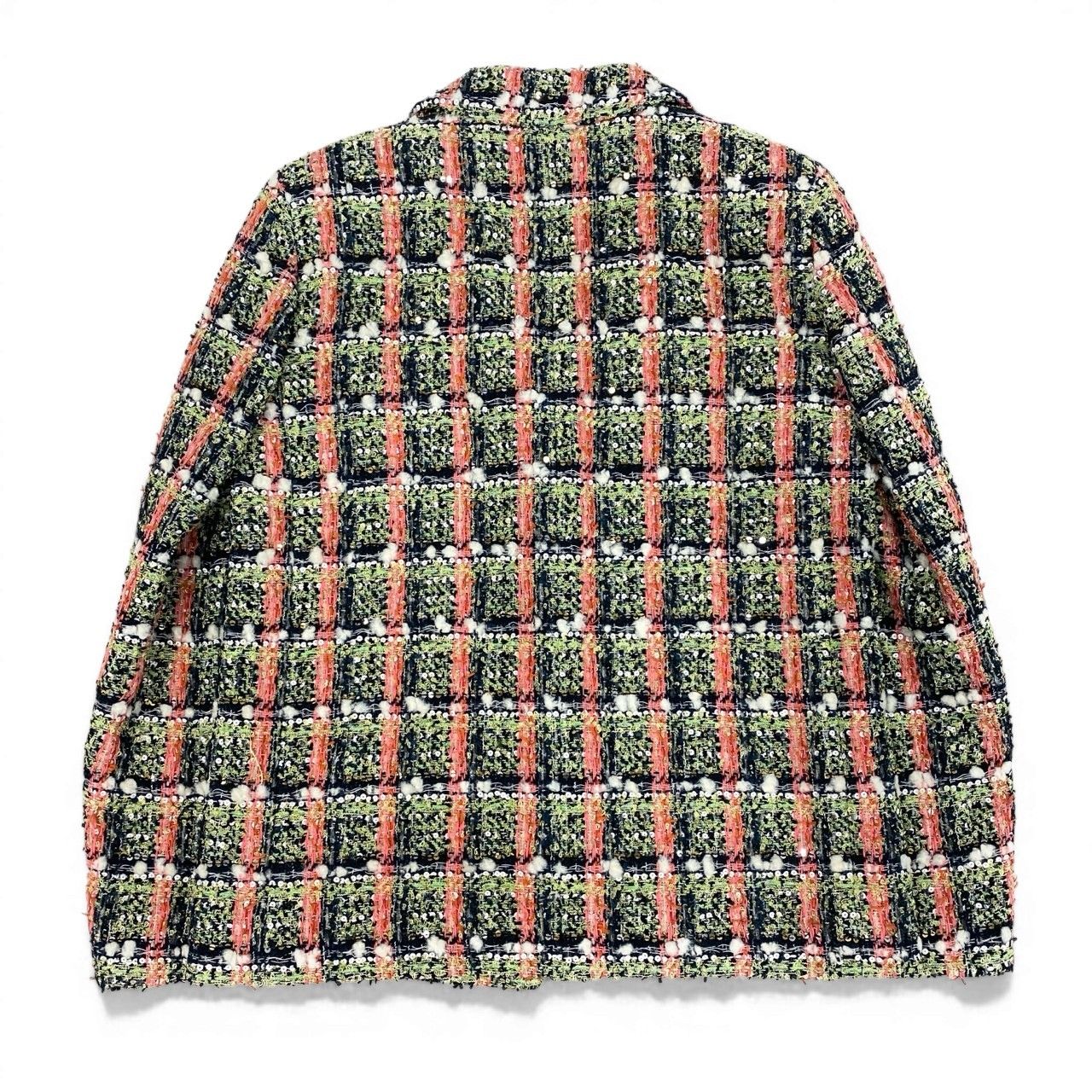 Chanel Cd7 Line Sequin Blend Tweed Jacket CC Logo Button 34 — view 3