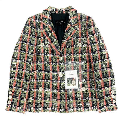 Chanel Cd7 Line Sequin Blend Tweed Jacket CC Logo Button 34 — view 2
