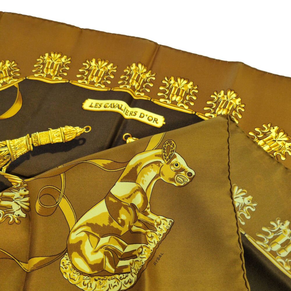 Hermes Carre 90 les Cavaliers Dor Scarf Gold — view 4