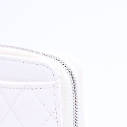 Chanel Classic Coin Purse Stand CC Logo Caviar Leather White Silver — view 8