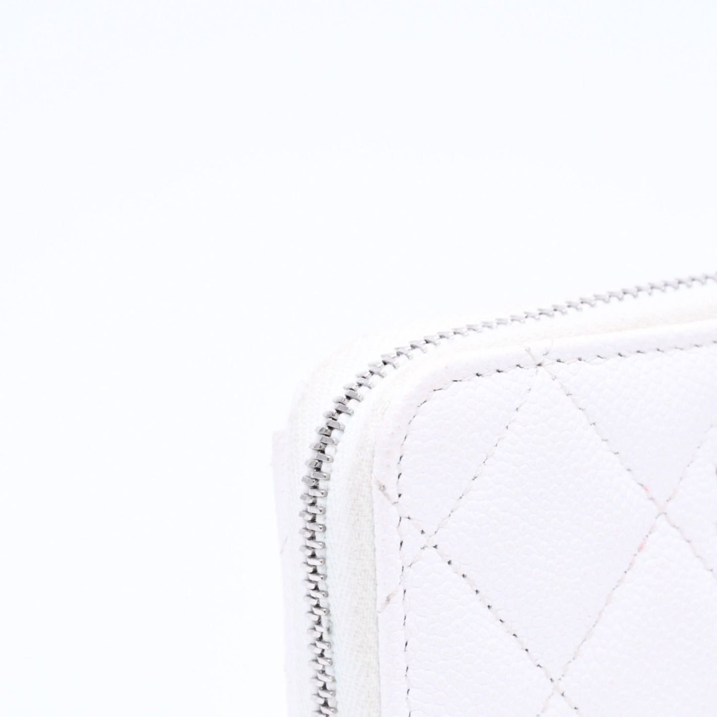 Chanel Classic Coin Purse Stand CC Logo Caviar Leather White Silver — view 6
