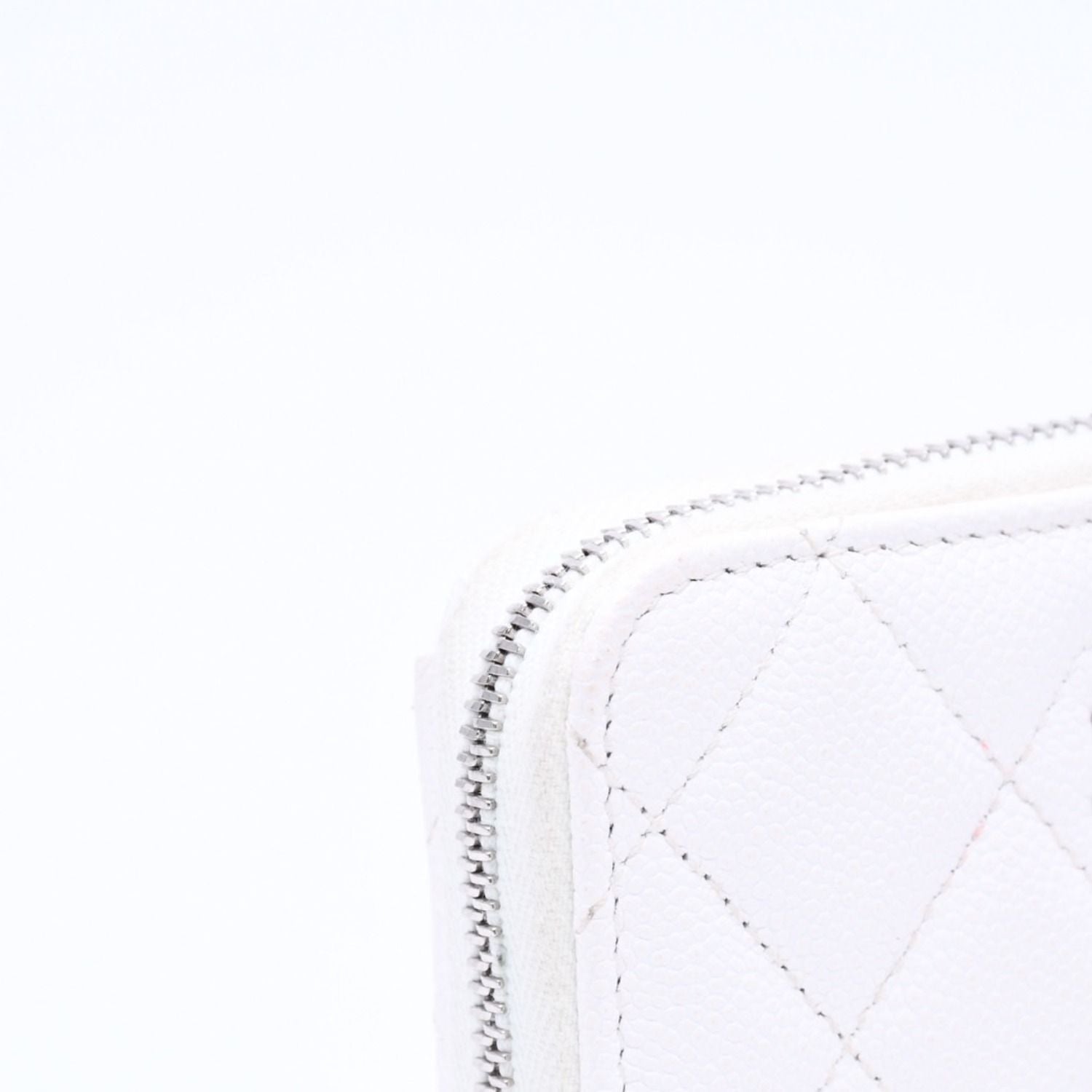 Chanel Classic Coin Purse Stand CC Logo Caviar Leather White Silver — view 6