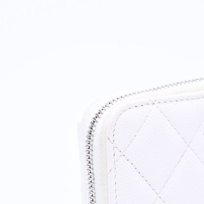 Chanel Classic Coin Purse Stand CC Logo Caviar Leather White Silver — view 6