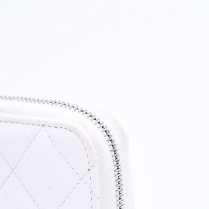 Chanel Classic Coin Purse Stand CC Logo Caviar Leather White Silver — view 4