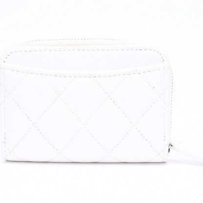 Chanel Classic Coin Purse Stand CC Logo Caviar Leather White Silver — view 3