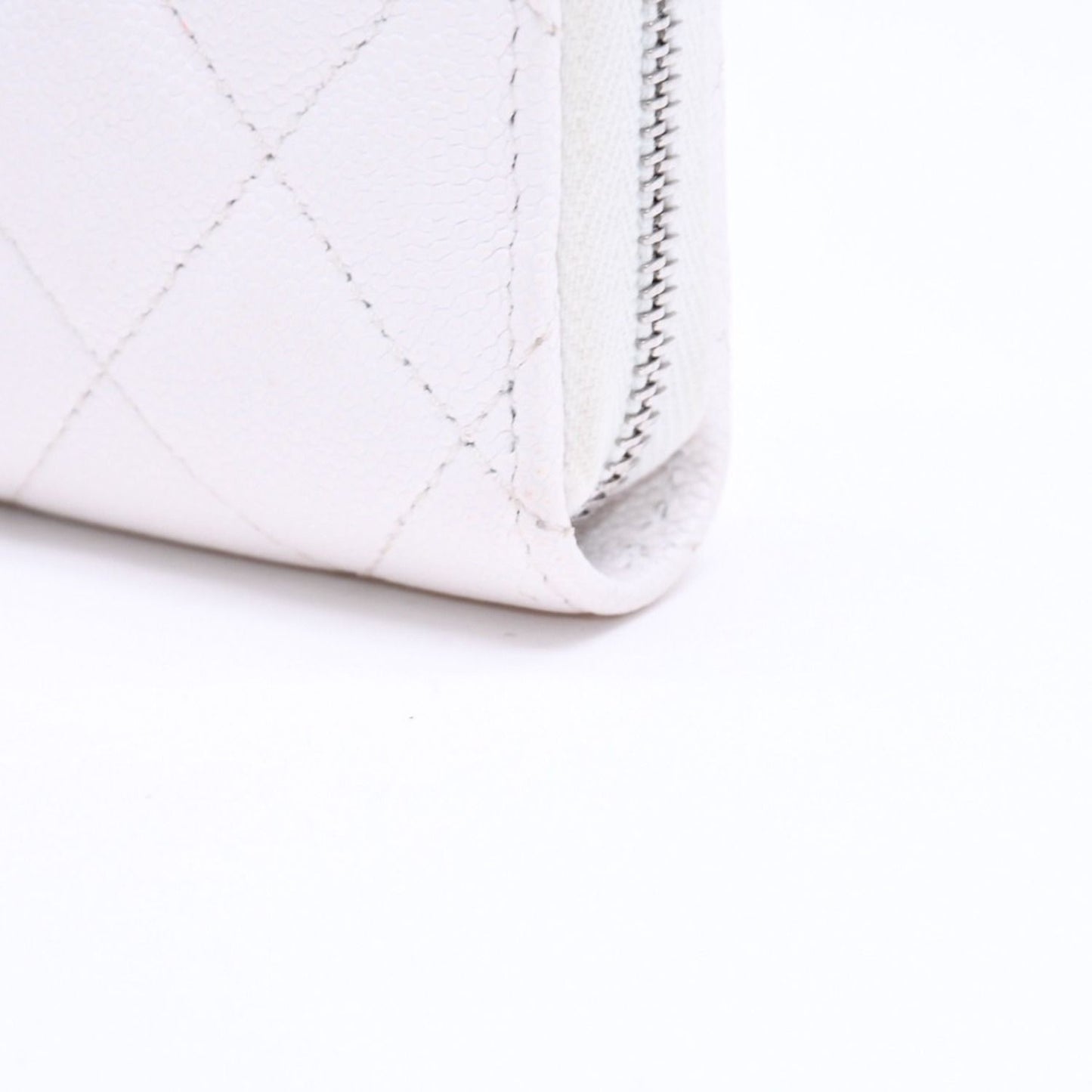 Chanel Classic Coin Purse Stand CC Logo Caviar Leather White Silver — view 5