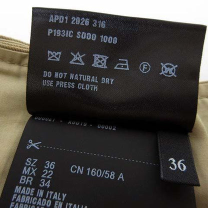 Prada Model Gabardine Pleated Mini Skirt Waist Ribbon S Cork Beige Black 36 — view 6