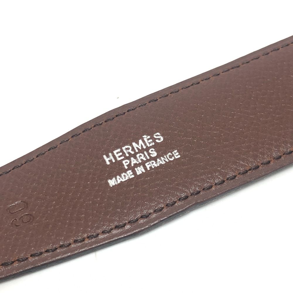 Hermes Belt Stitch Square Buckle Box Calf Blue Brown — view 6