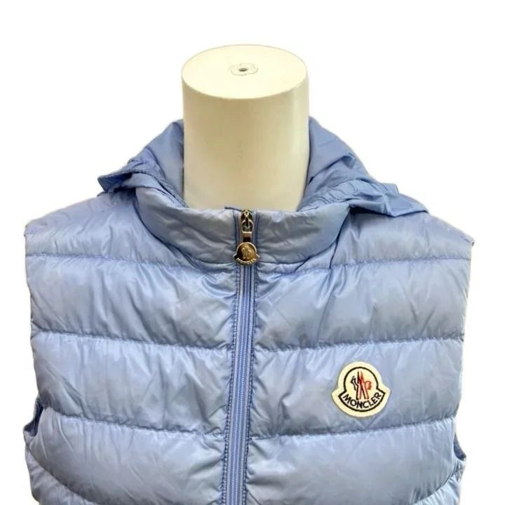 Moncler Cheramette Light Down Vest Children's Blue Hooded Ground 14 — view 5