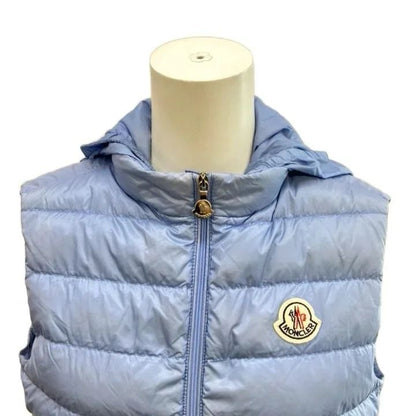 Moncler Cheramette Light Down Vest Children's Blue Hooded Ground 14 — view 5
