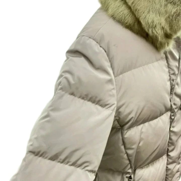 Moncler Clem Down Coat Fur Collar Middle Length Greige RY 1 — view 4