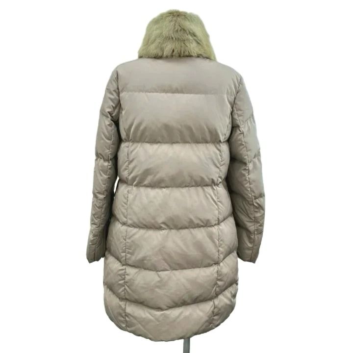 Moncler Clem Down Coat Fur Collar Middle Length Greige RY 1 — view 2