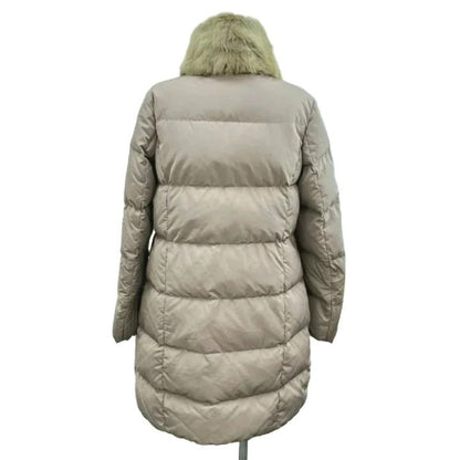 Moncler Clem Down Coat Fur Collar Middle Length Greige RY 1 — view 2