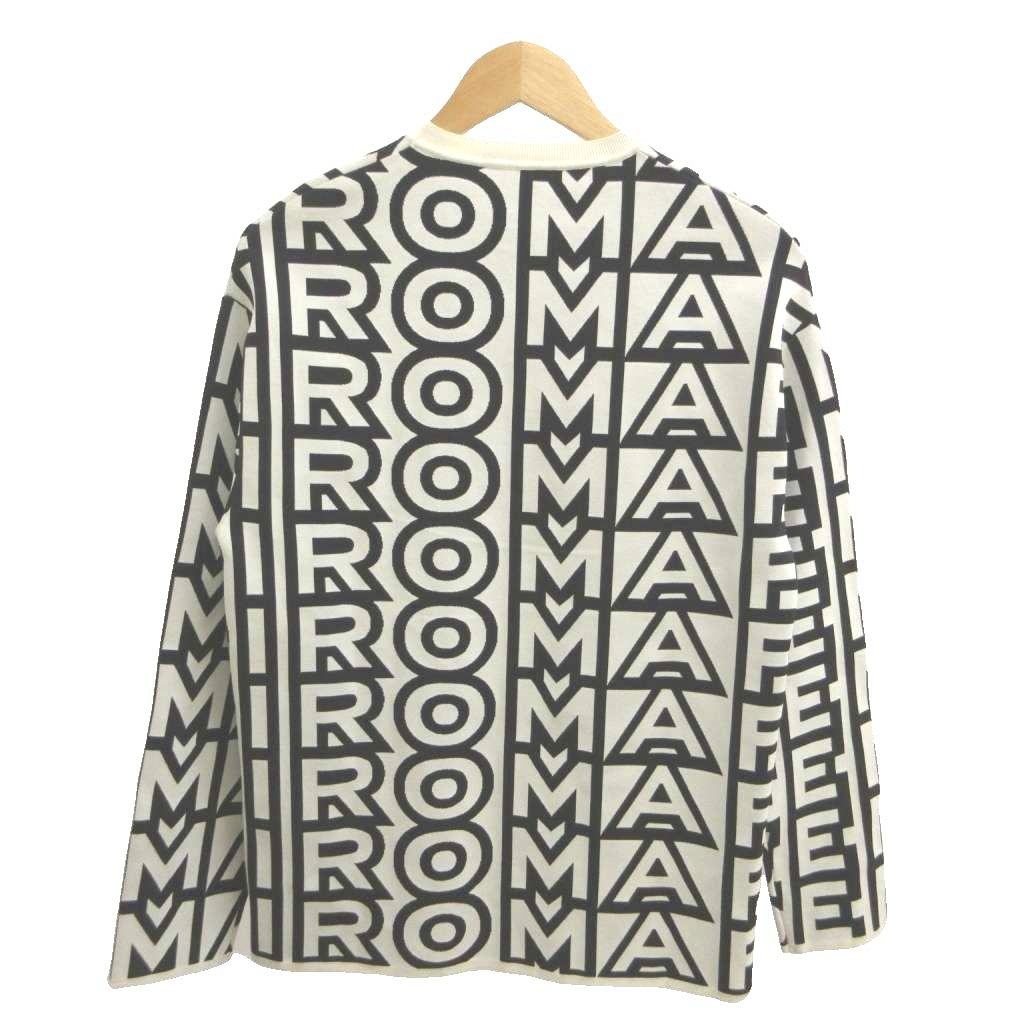 Fendi All Over Print Knit Top Logo White Black Stretch Amds YU Sweater 38 — view 2