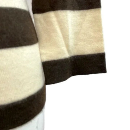 Prada Knit Sweater Border Pattern Boat Neck Three Quarter Sleeve Silk Ivory 38 — view 6