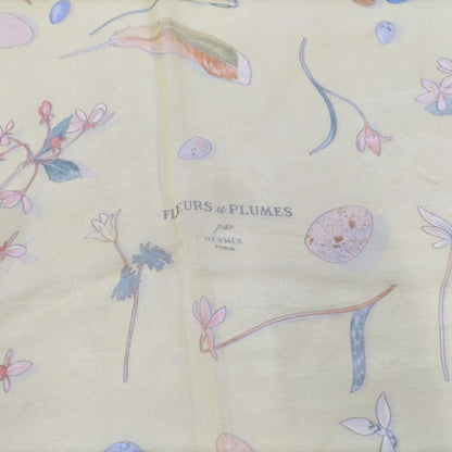Hermes Carre 90 Scarf Fleurs Et Plumes Silk 100% Orange Multicolor — view 2