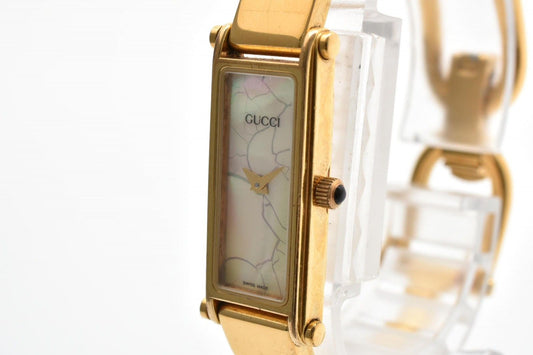 Gucci Quartz Bangle Watch White Shell Styledial Gold
