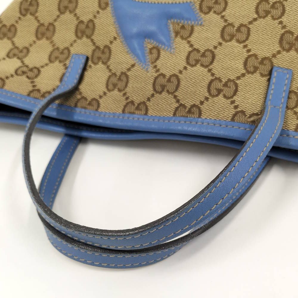 Gucci Tote Bag Papagallo Parrot GG Canvas Leather Brown Blue — view 5