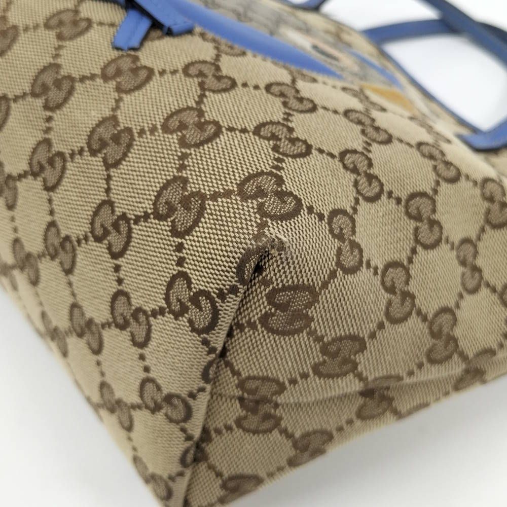 Gucci Tote Bag Papagallo Parrot GG Canvas Leather Brown Blue — view 4