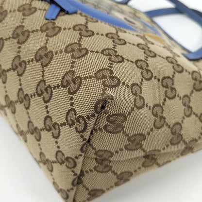 Gucci Tote Bag Papagallo Parrot GG Canvas Leather Brown Blue — view 4