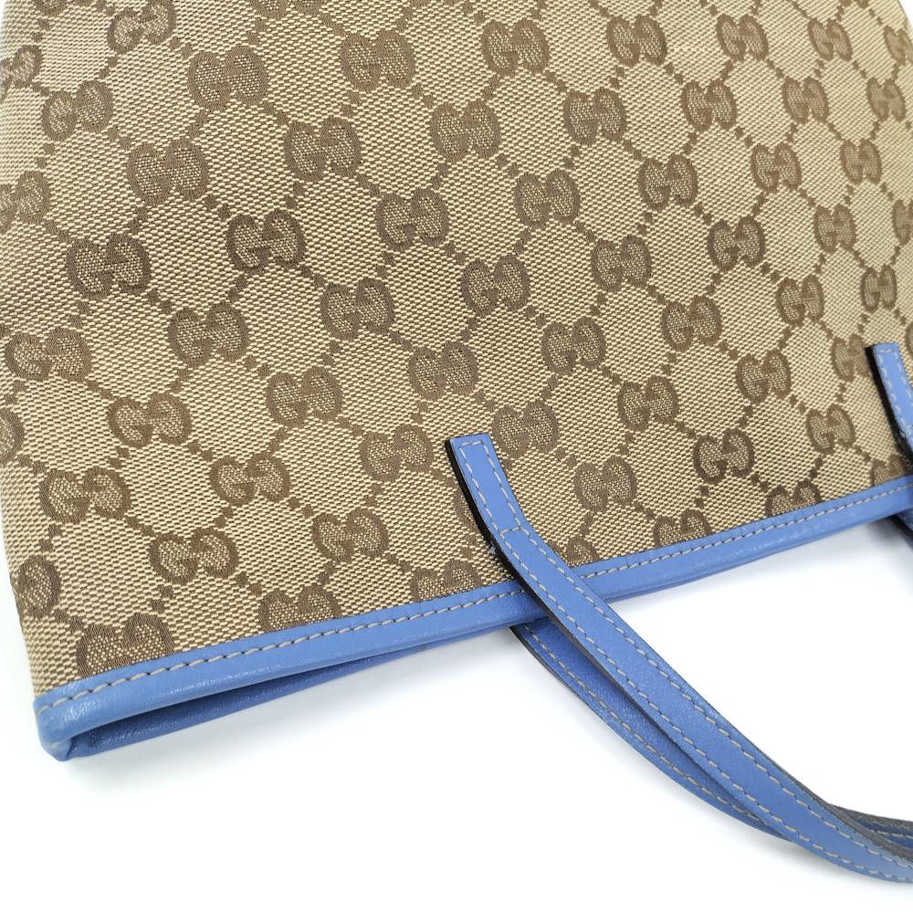Gucci Tote Bag Papagallo Parrot GG Canvas Leather Brown Blue — view 7
