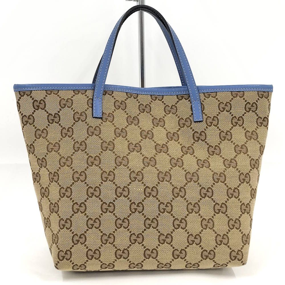 Gucci Tote Bag Papagallo Parrot GG Canvas Leather Brown Blue — view 2