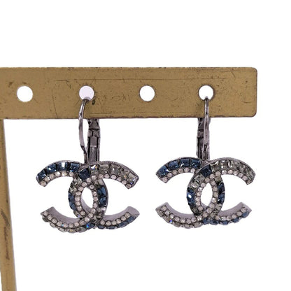 Chanel Earrings CC Logo CC Plated Rhinestone
