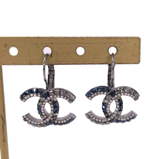Chanel Earrings CC Logo CC Plated Rhinestone