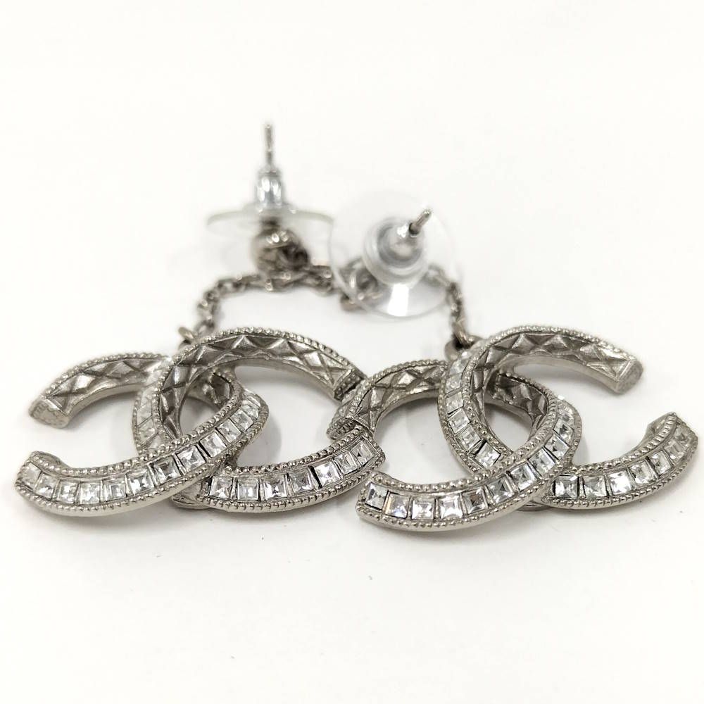 Chanel Swing Earrings CC Logo Rhinestone 18 — view 4