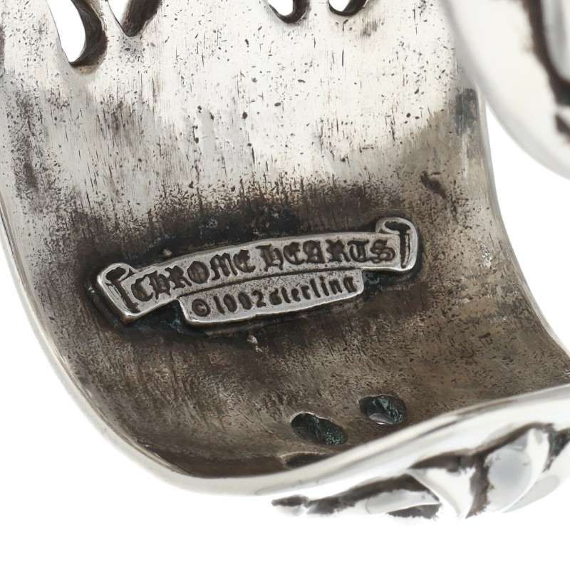 Chrome Hearts Flrl Cuff Floral Cross Wide Vintage Silver Bangle Bracelet — view 3