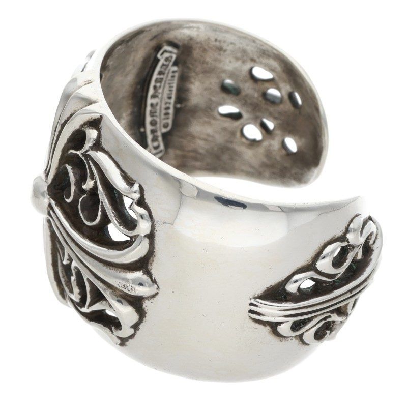 Chrome Hearts Flrl Cuff Floral Cross Wide Vintage Silver Bangle Bracelet — view 4