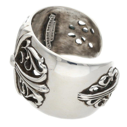 Chrome Hearts Flrl Cuff Floral Cross Wide Vintage Silver Bangle Bracelet — view 4